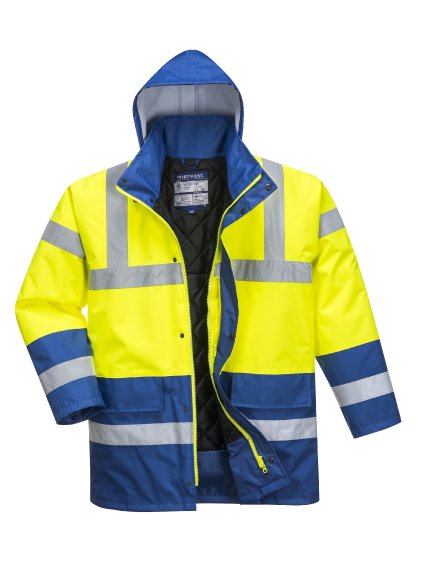 Reflexná zimná bunda žlto-modrá