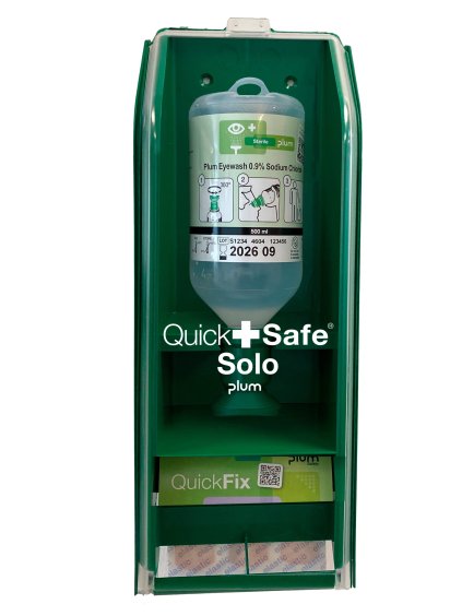 QuickSafe solo station content with logo