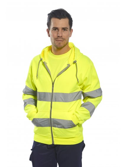 Mikina reflexná na zips žltá