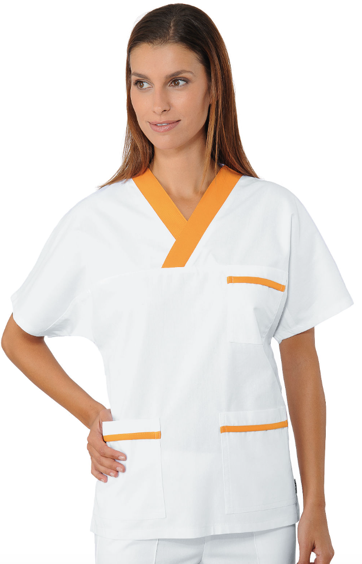 ISACCO Unisex blúza bielo-žltá Farba: Biela, Veľkosť: M, Doplnková farba: žltá