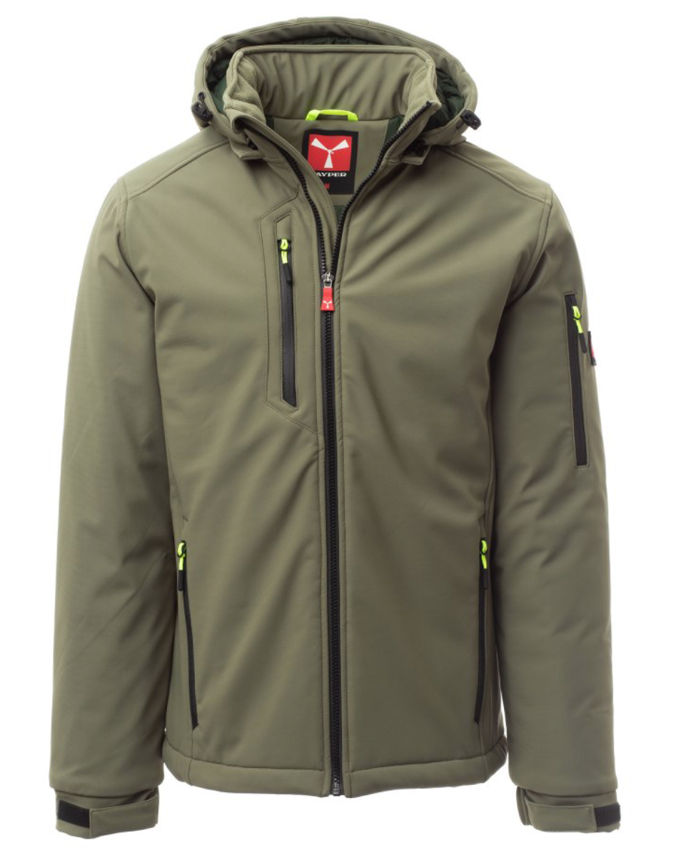 PAYPER CREEK zimná strečová softshell bunda Farba: Zelená army, Veľkosť: 4XL