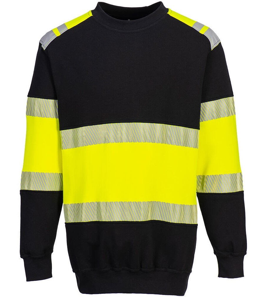 Portwest Nehorľavá mikina triedy 1 Farba: Reflexná žltá, Veľkosť: XXXL, Doplnková farba: čierna