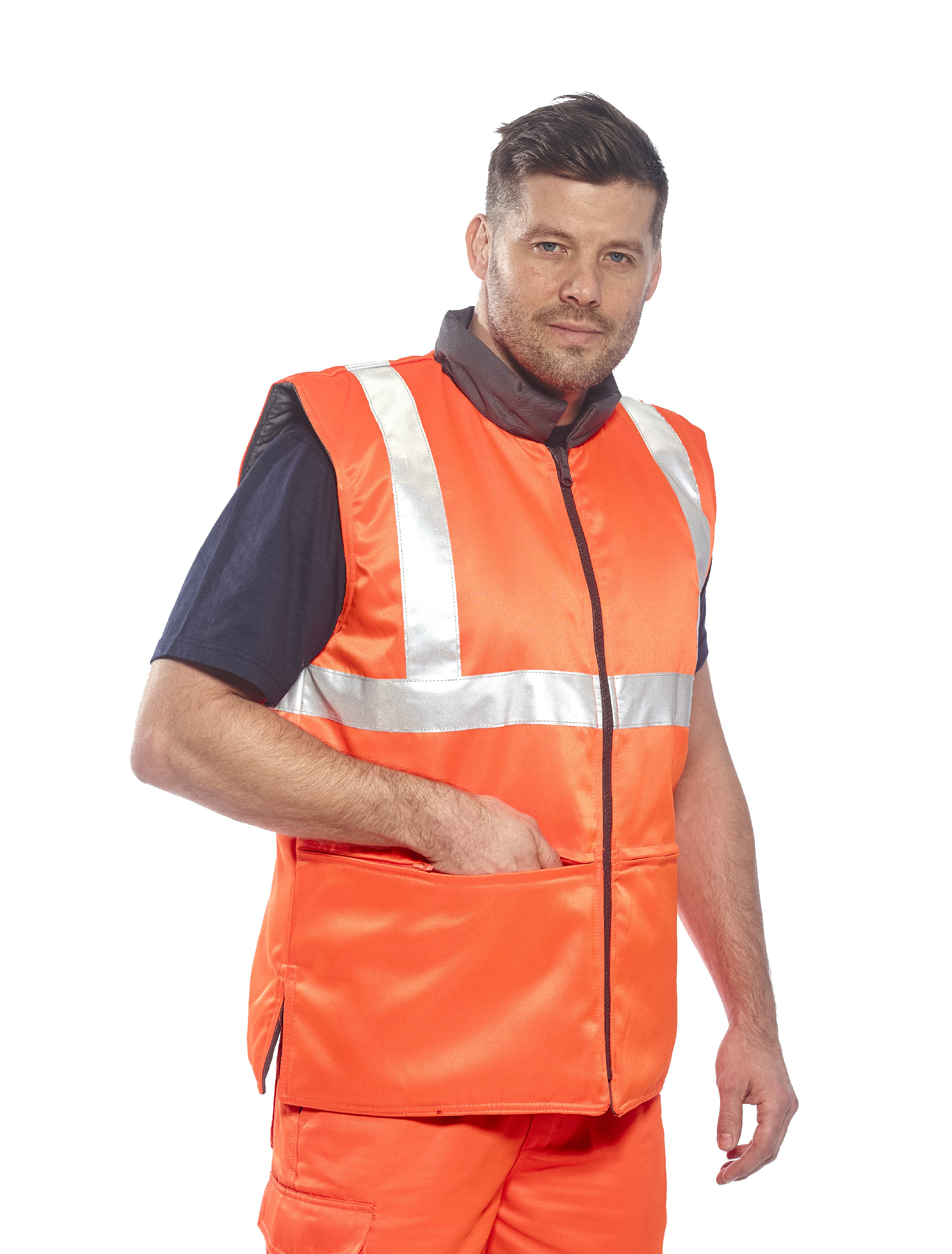 Portwest Vesta obojstranná zimná reflexná Bodywarmer Farba: Reflexná oranžová, Veľkosť: XXL