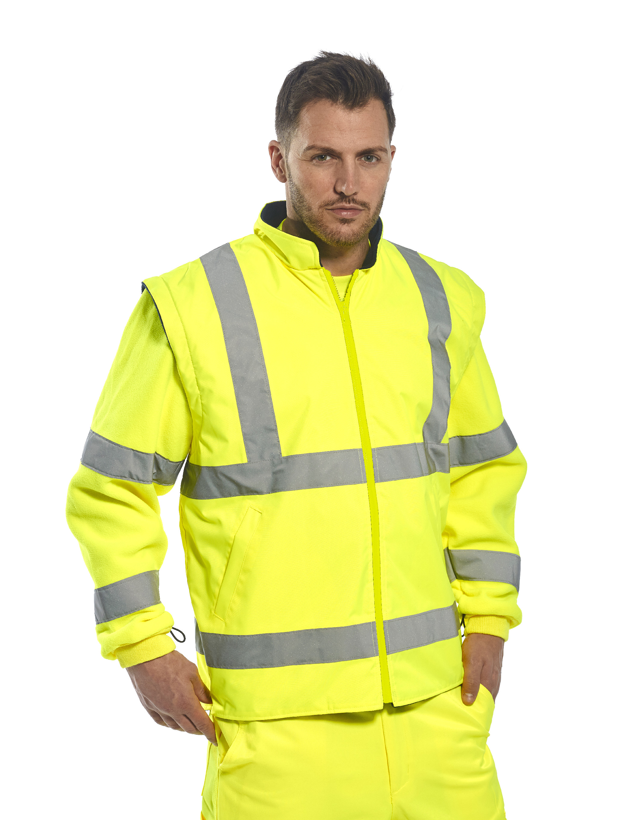 Portwest Reflexná zimná bunda 5v1 Farba: Reflexná žltá, Veľkosť: 5XL, Doplnková farba: tmavo modrá