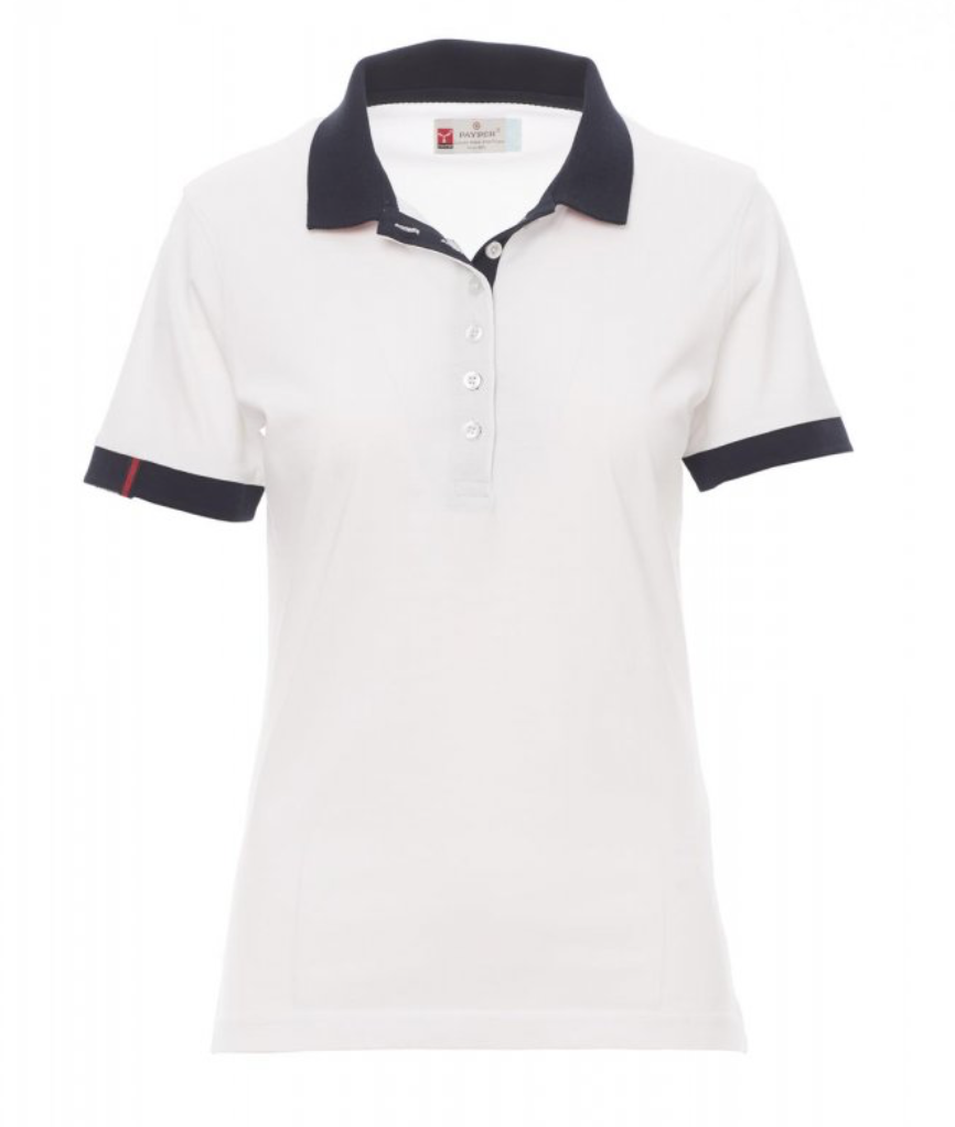 PAYPER MEMPHIS LADY dámska polokošeľa Farba: Biela, Veľkosť: S, Doplnková farba: tmavo modrá