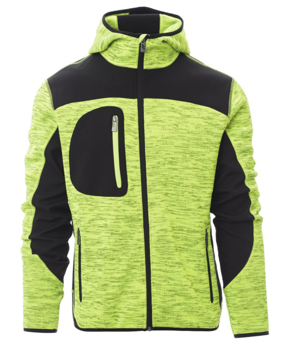 PAYPER TRIP mikina  so softshellom sivá, žltá Farba: Reflexná žltá, Veľkosť: 4XL