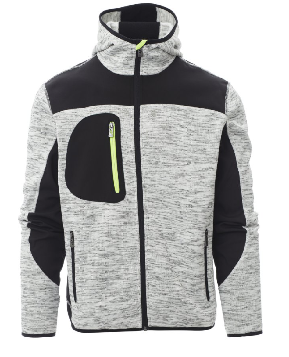 PAYPER TRIP mikina  so softshellom sivá, žltá Farba: Sivá melírová, Veľkosť: 4XL