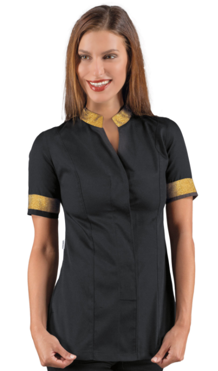 ISACCO Dámska blúzka HIBISCUS BOHEME čierna Farba: Biela, Veľkosť: XXL, Doplnková farba: zlatá