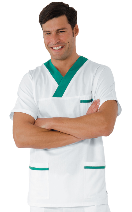 ISACCO Unisex blúza bielo-zelená Farba: Biela, Veľkosť: XL, Doplnková farba: zelená