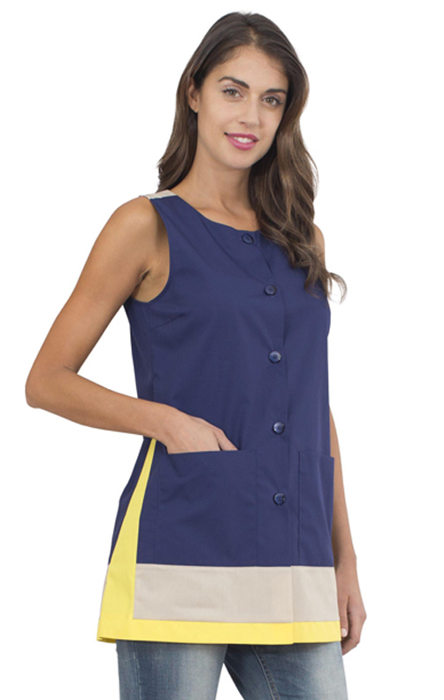 SIGGI Dámska zástera Darcy - modrá Farba: Modrá tmavá, Veľkosť: XXXL, Doplnková farba: žltá