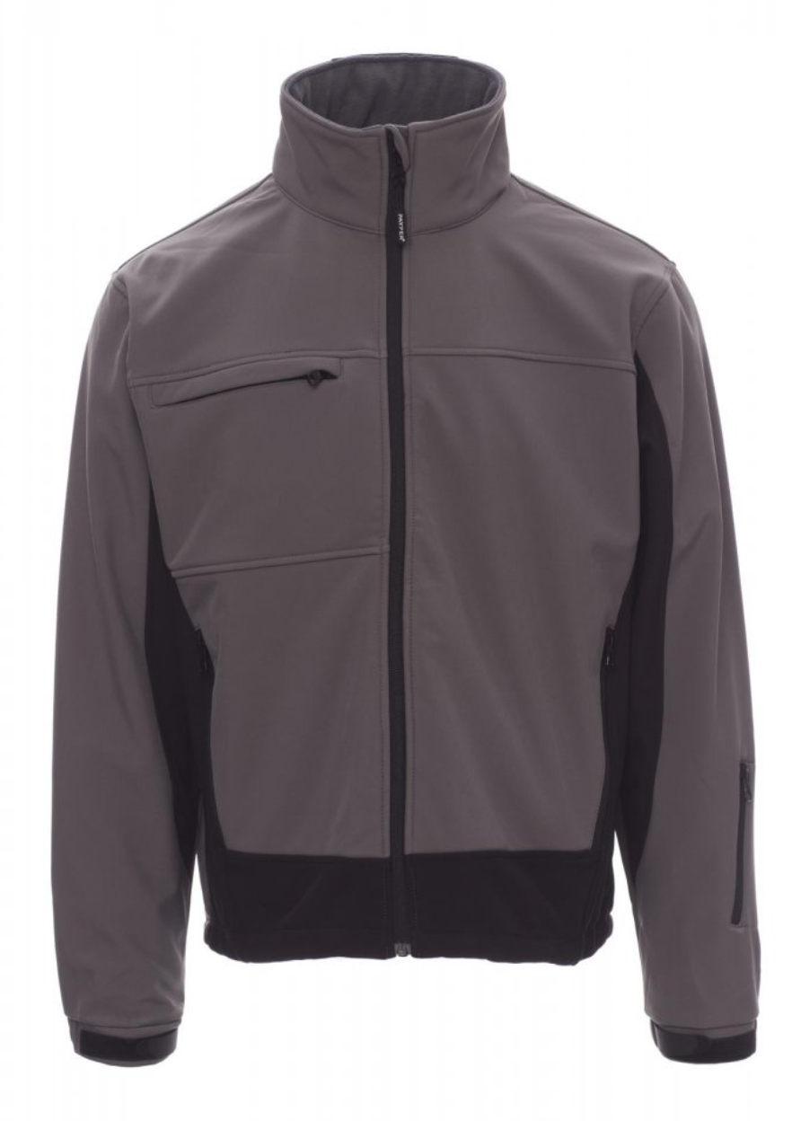 PAYPER STORM - softshellová bunda sivá / biela Farba: Sivá oceľová, Veľkosť: 5XL, Doplnková farba: čierna