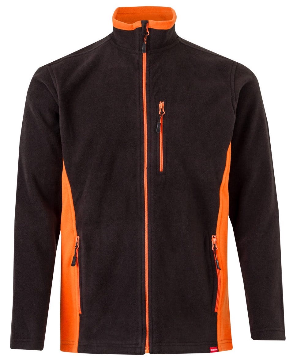 VELILLA Mikina flísová dvojfarebná Emertíno Farba: Čierna, Veľkosť: XXL, Doplnková farba: oranžová