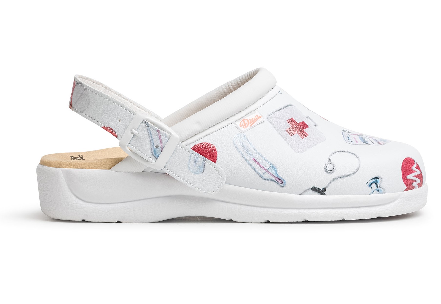 DIAN Pisa Estampado zdravotná obuv so vzorom biela Veľkosť: 37, Typ špice: bez ochrannej špice, Typ stielky: bez bezpečnostnej stielky