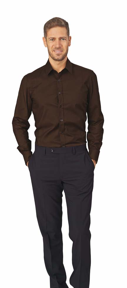 SIGGI Strečová košeľa JAMES hnedá Farba: Hnedá tmavá, Veľkosť: XXXL