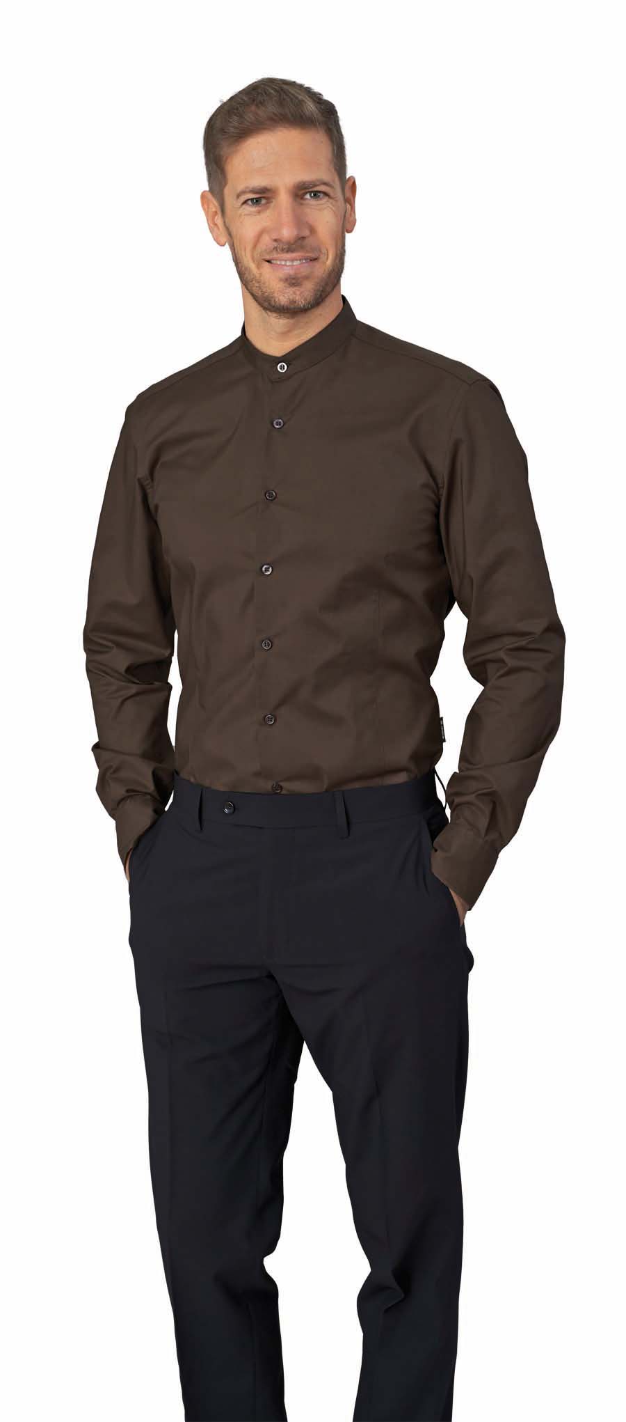 SIGGI Strečová košeľa EVAN Farba: Hnedá tmavá, Veľkosť: XXXL