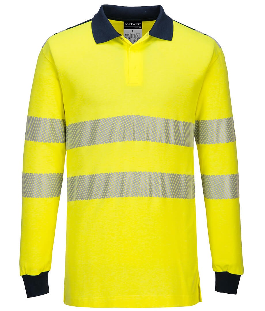 Portwest Nehorľavá polokošeľa reflexná Farba: Reflexná žltá, Veľkosť: XXXL, Doplnková farba: tmavo modrá