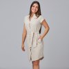 VESTIDO BOTON FORRADO VIVAZ X.LINEN (Farba BEIGE, Veľkosť XL)