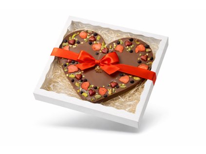 velké čokoládové srdce a mašlí srdce