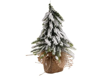 Vianoce Stromček 3D čečina zasnežený v jutovom obale 20 cm(2)