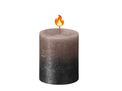 Dekoratívne sviečky sviečka Bolsius Rustic, valcová, Vianoce, Sunset Creamy Caramel+ Anthracite, 8068 mm