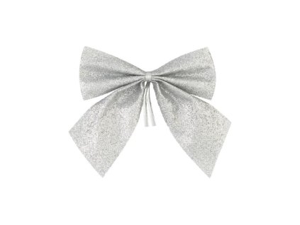 Dekorácia MagicHome Vianoce, mašla, strieborná, bal. 4 ks, 9 x 9 cm (2)