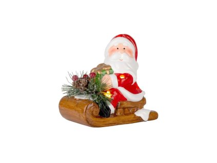 Dekorácia MagicHome Vianoce, Santa na saniach, LED, terakota, 12,6x8,5x11,5 cm (1)