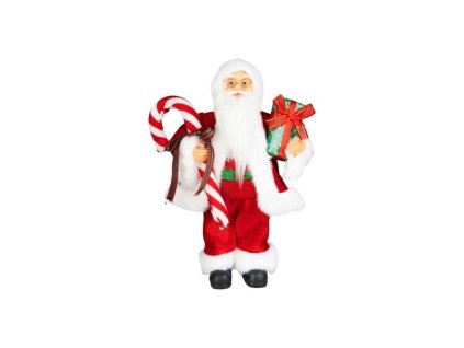 Dekorácia MagicHome Vianoce, Santa, s darčekom, červený, 45 cm