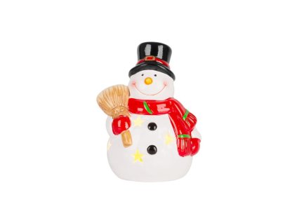 Dekorácia MagicHome Vianoce, Usmiaty snehuliak, LED, terakota, 8,5x8,2x12,5 cm (1)