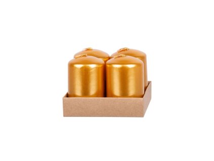 Sviečka MagicHome Vianoce, 4x6 cm, valcová, bal. 4 ks, zlatá, adventná(1)