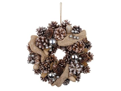 Veniec MagicHome Vianoce, prírodný, krémový, závesný, so stuhou, 30x8 cm