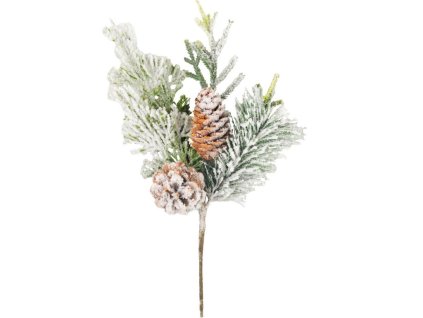 Vetvička MagicHome Vianoce, so šiškami, zasnežená, 30 cm