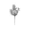 Vetvička MagicHome Vianoce, so šiškou, strieborná, 21 cm