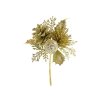 Vetvička MagicHome Vianoce, so šiškou, zlatá 15 cm