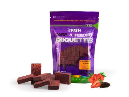 ZFish Zakrmovacie brikety jahoda/konope 220g