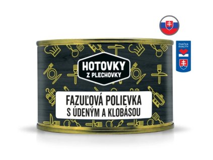 Hotovky z plechovky Fazuľová polievka s údeným a klobásou 400g
