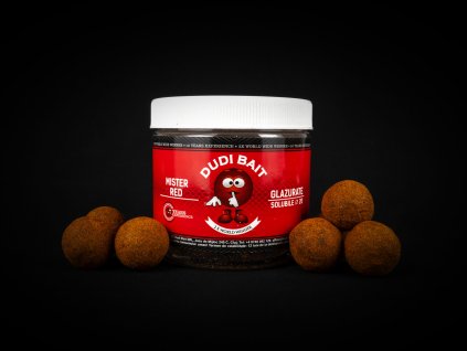 Obalené Boilies Dudi Bait Mister Red Super Hot 100g Rozpustné (Solubile) (Priemer 20mm)