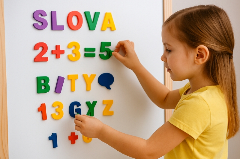 Magnetická písmena, čísla a tabule pro děti: Učení hrou doma i ve školce
