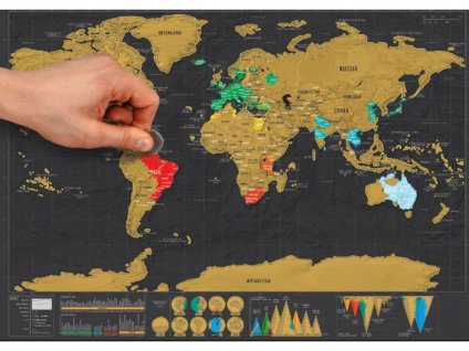 Stírací mapa světa deluxe černá 83 x 60 cm