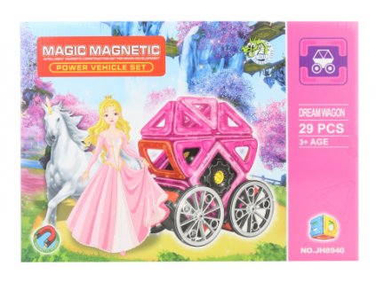 Magnetická stavebnice 29 ks kočár pro panenky