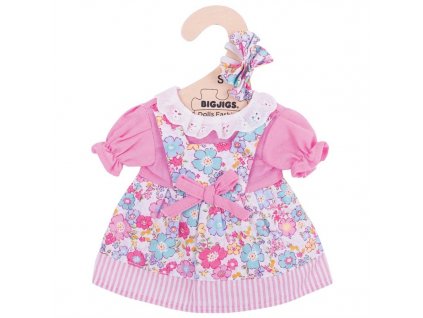 Bigjigs Toys Růžové květinové šaty pro panenku 28 cm