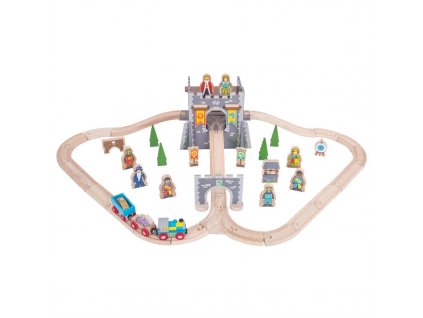 Bigjigs Rail Dřevěná vláčkodráha Středověk + Dárek zdarma