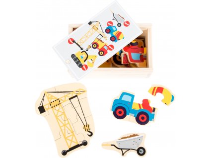 Small Foot Dřevěné puzzle stavební stroje