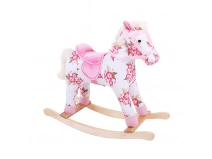 Bigjigs Toys Dřevěný houpací kůň s květy + Dárek zdarma