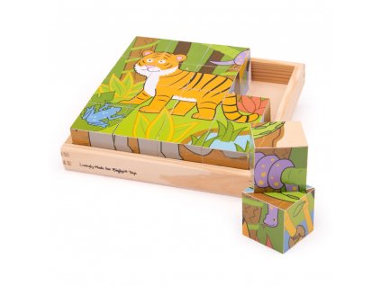 Bigjigs Toys Obrázkové kostky divoká zvířátka
