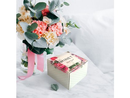 Rose gold dámské hodinky MINET PRAGUE Black Flower s čísly + Dárek zdarma