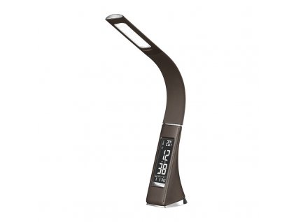 Solight LED stolní lampička s displayem, 6W, 4100K, kůže, hnědá + Dárek zdarma
