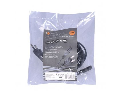 Solight napájecí kabel 2-pin, 230V, 2,5A, 2m