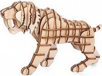 Dřevěné 3D puzzle šavlozubý tygr