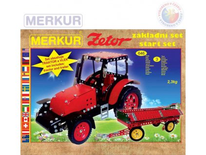 MERKUR Zetor základní set traktor + vlek 646 dílků *KOVOVÁ STAVEBNICE* + Dárek zdarma