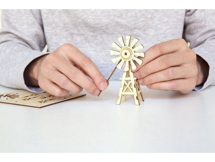Dřevěné 3D puzzle větrný mlýn